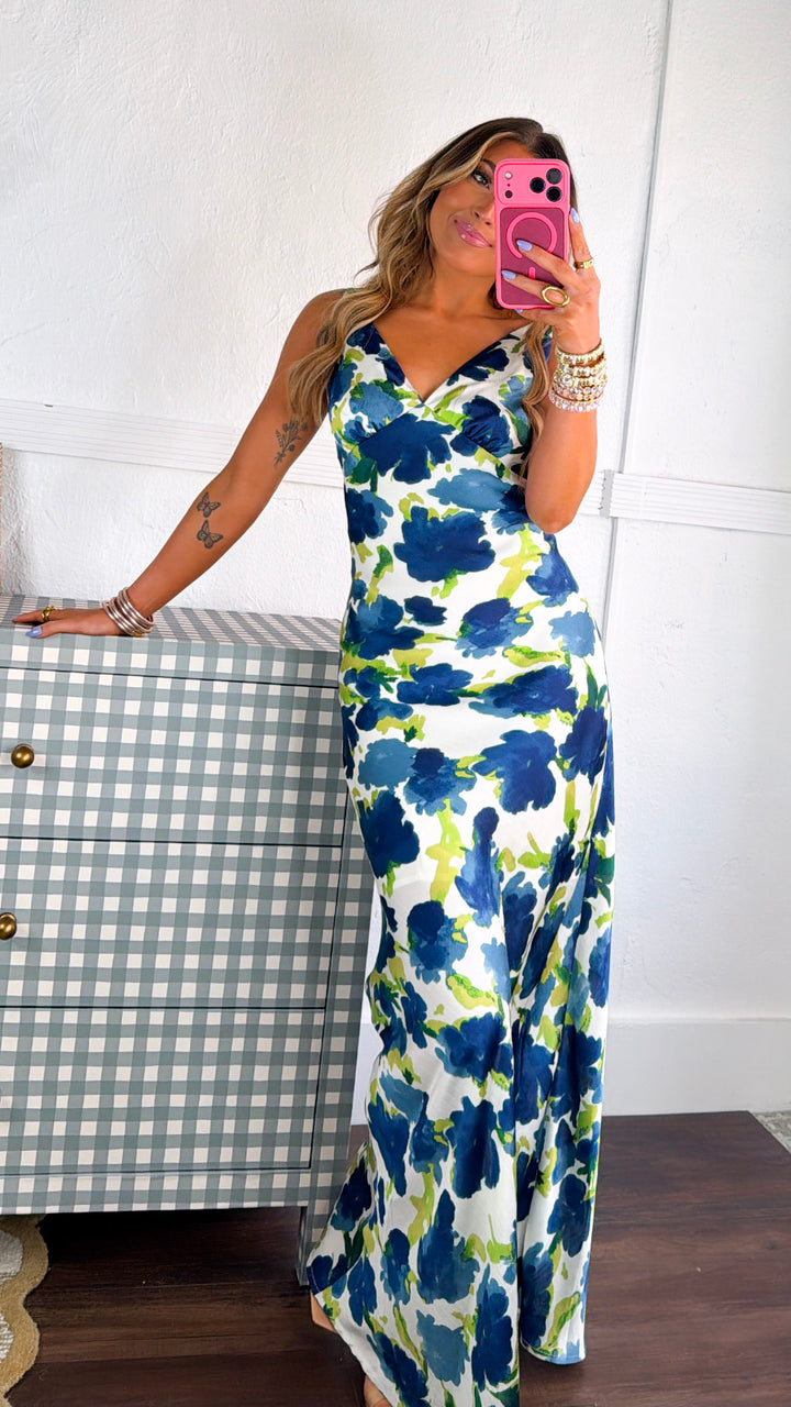 Garden Grace Maxi Dress, Blue