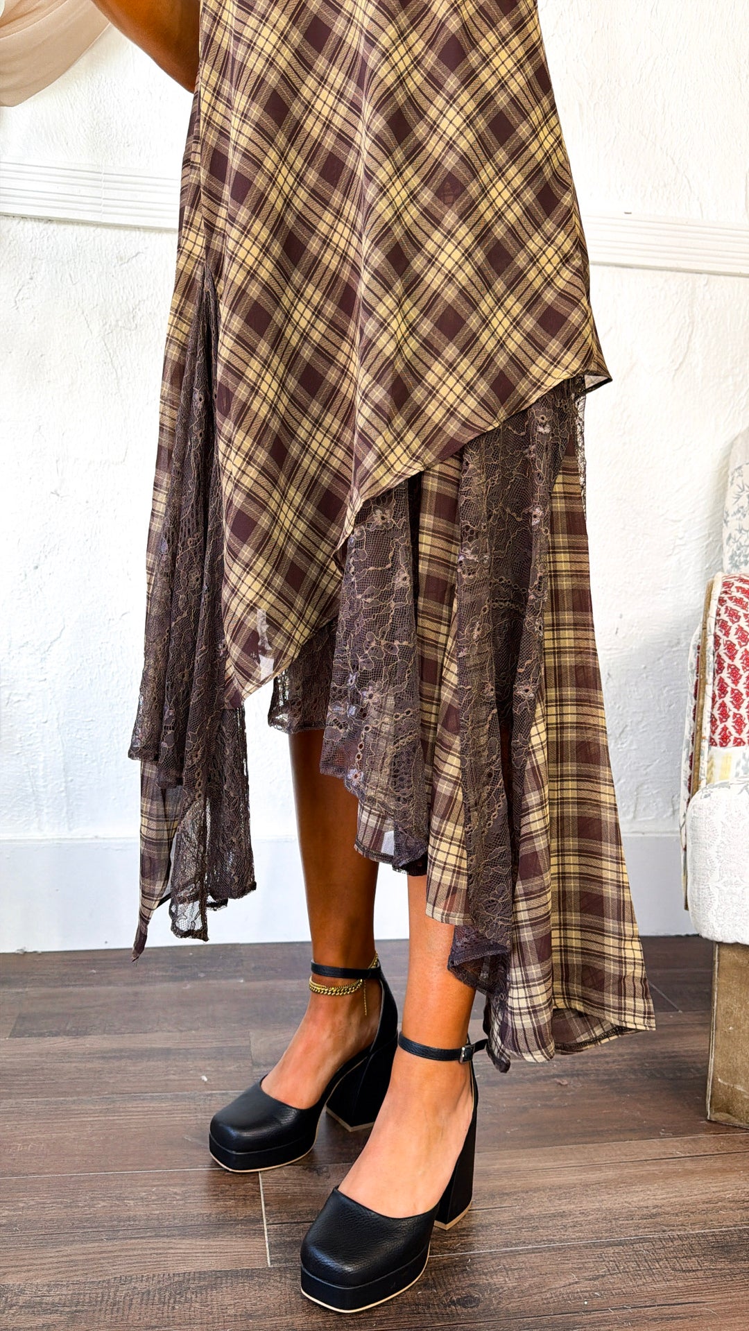 Halter Patch Midi Dress, Brown