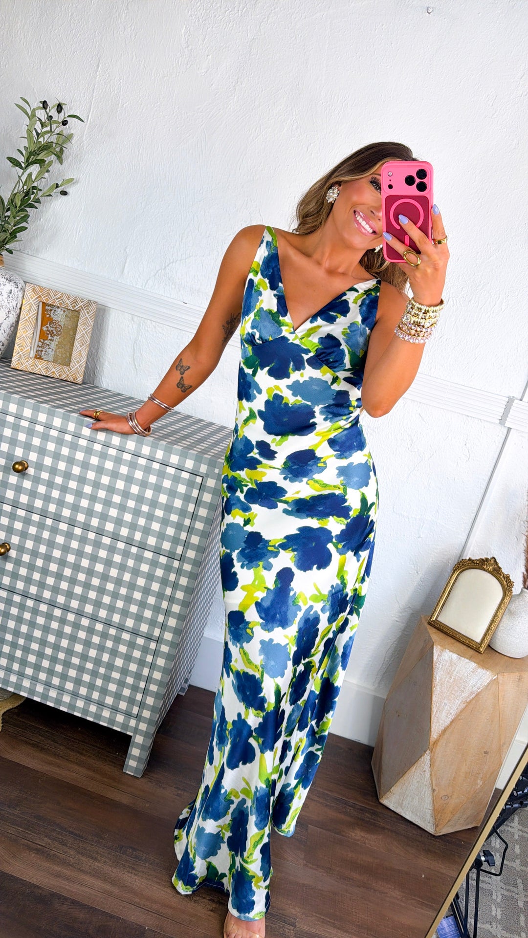 Garden Grace Maxi Dress, Blue