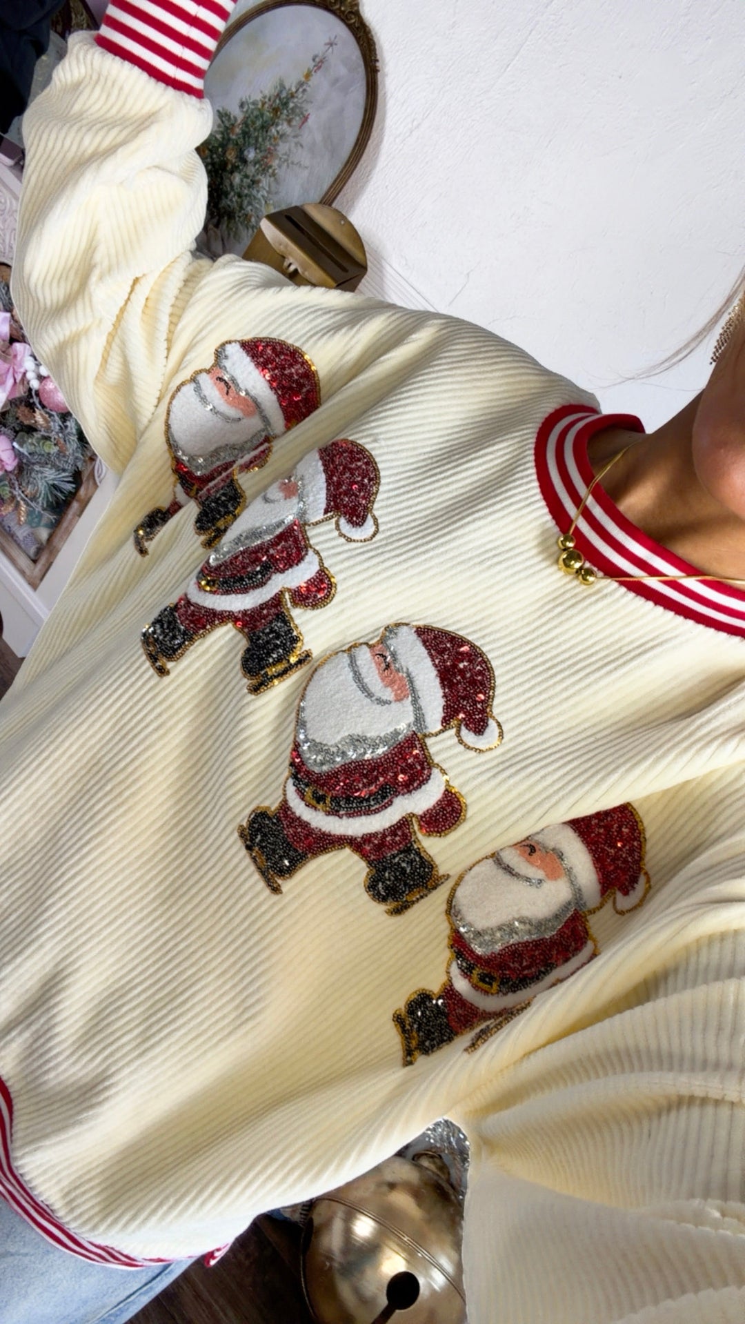 Holly Jolly Skatin’ Sequin Santa Sweater