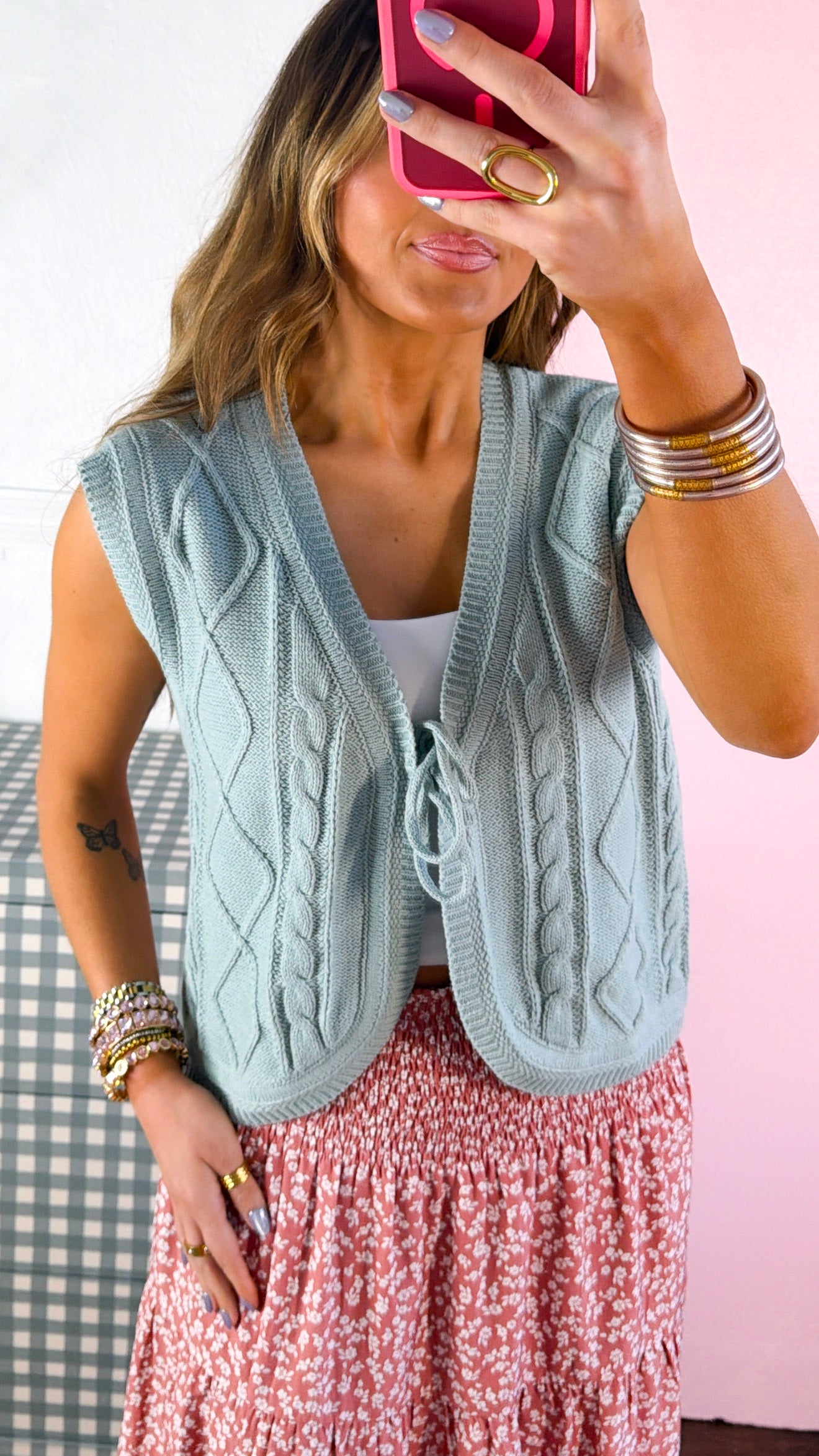 Lillian Cable Knit Sweater Vest, Dk.Sage – Everyday Chic Boutique