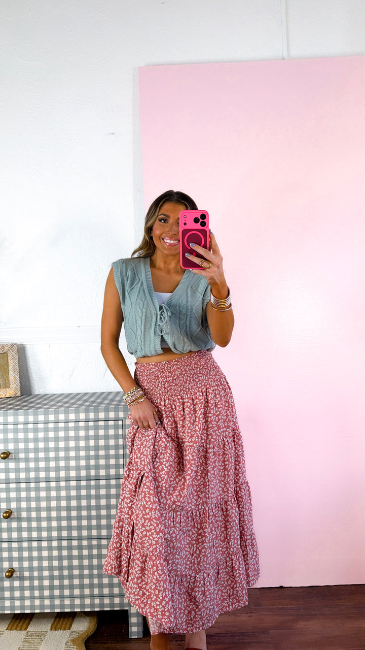 Scarlett Jo Midi Skirt, Ginger/ White