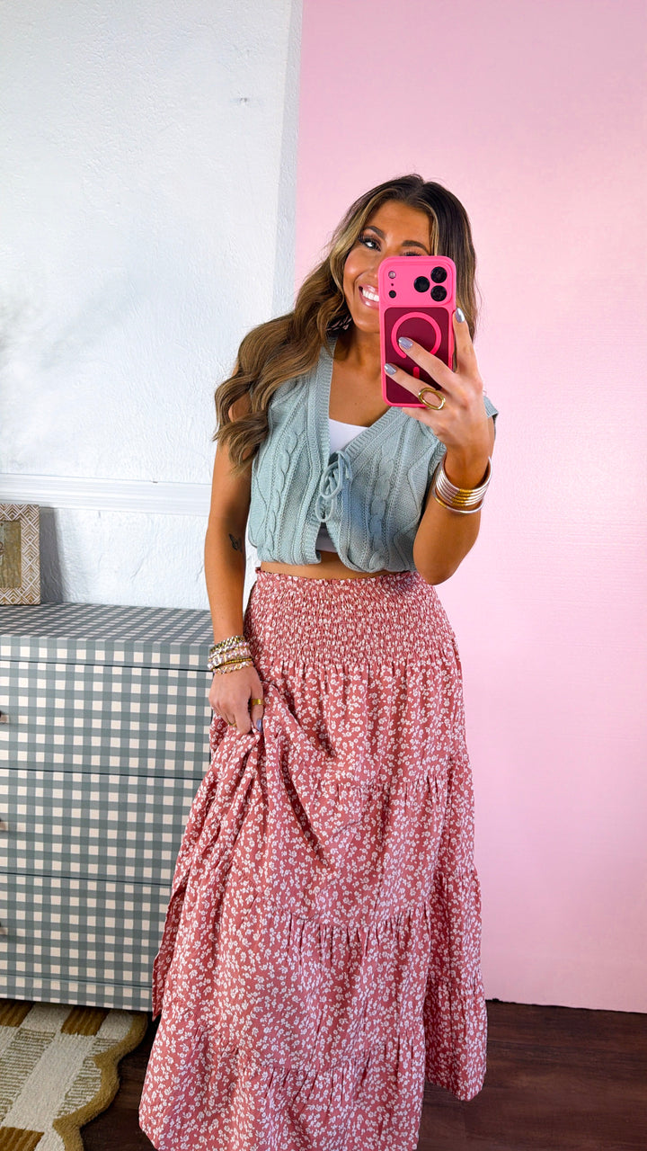 Scarlett Jo Midi Skirt, Ginger/ White