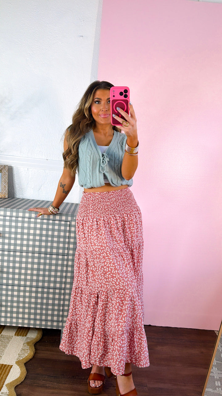 Scarlett Jo Midi Skirt, Ginger/ White