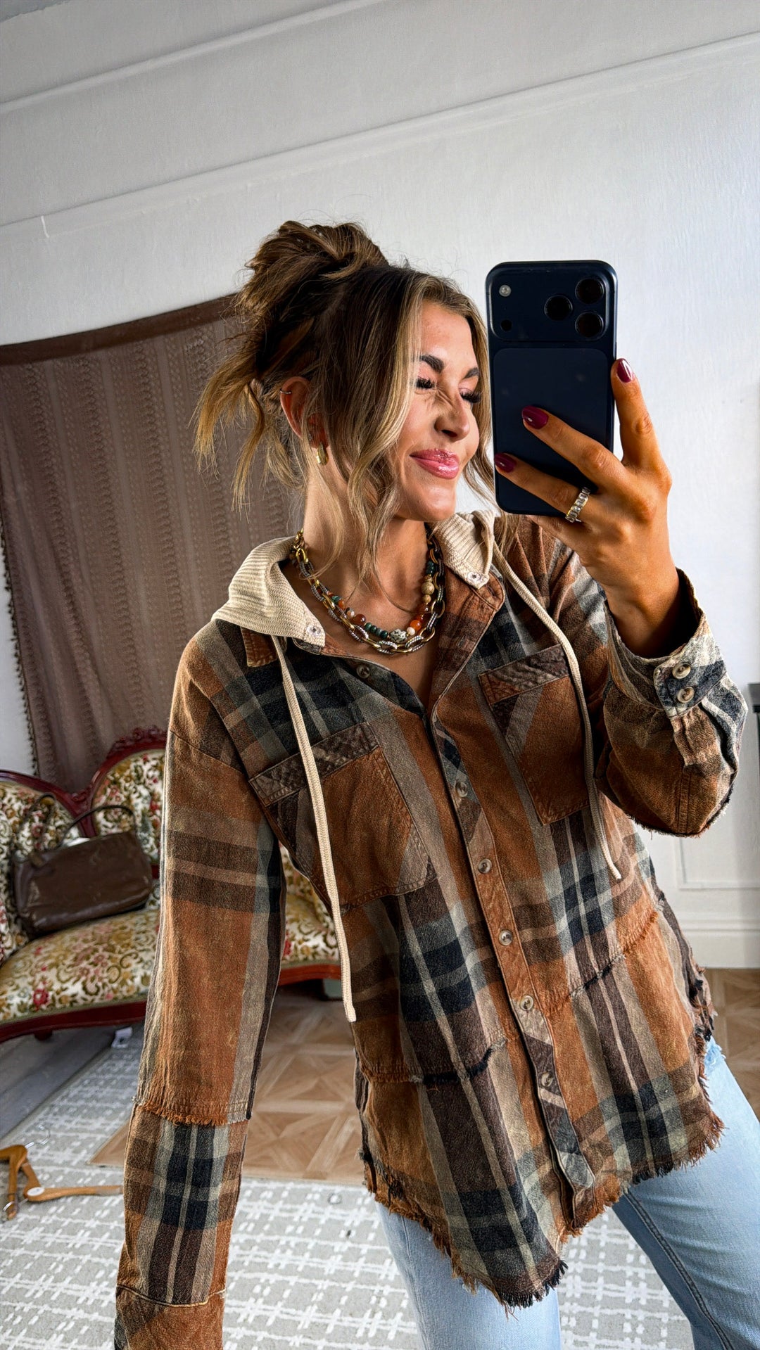 Valley Range Hooded Flannel, Washed Toffee