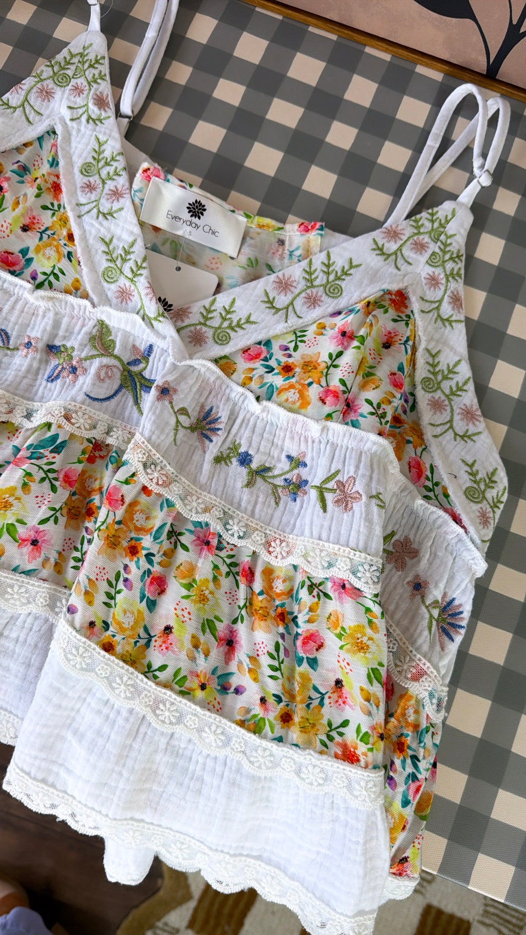 Charlotte Floral Tank, Off White