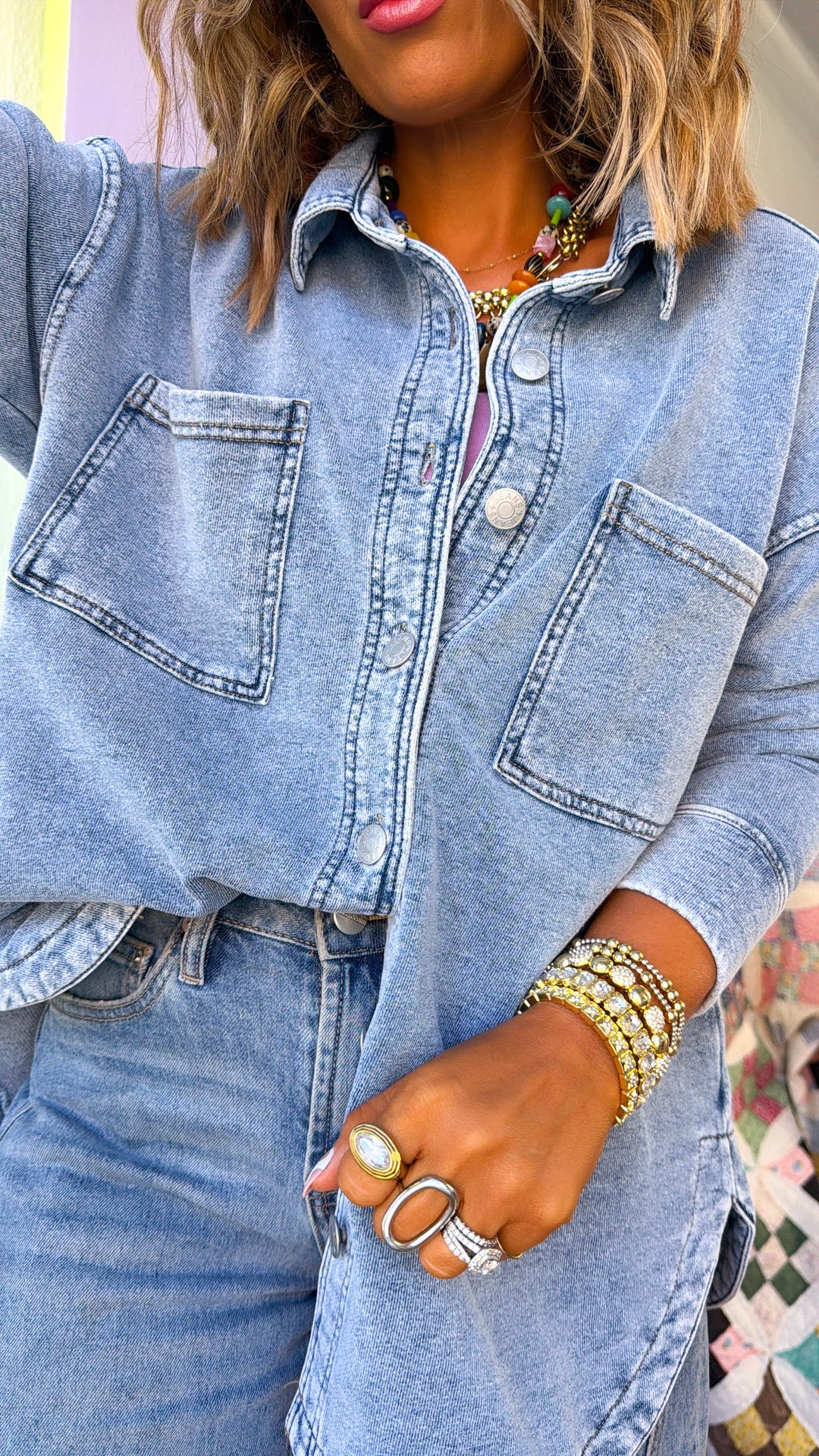 Washed Oversized Shacket, Lt.Denim