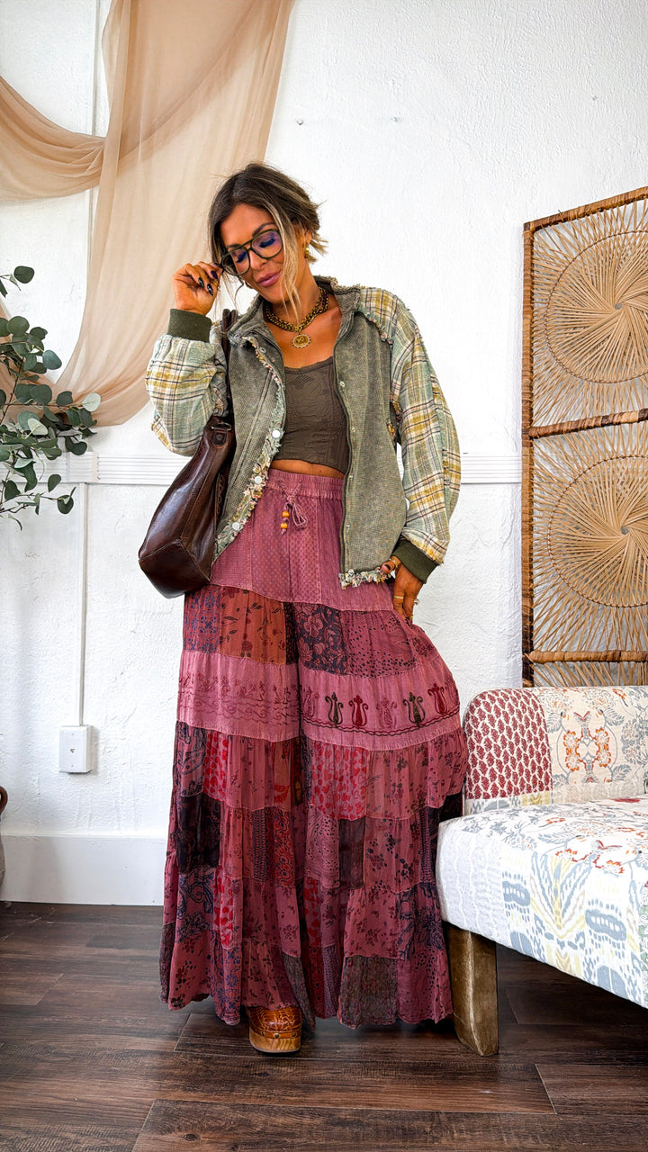 Artistic Work Patched Pants, Garnet Reg