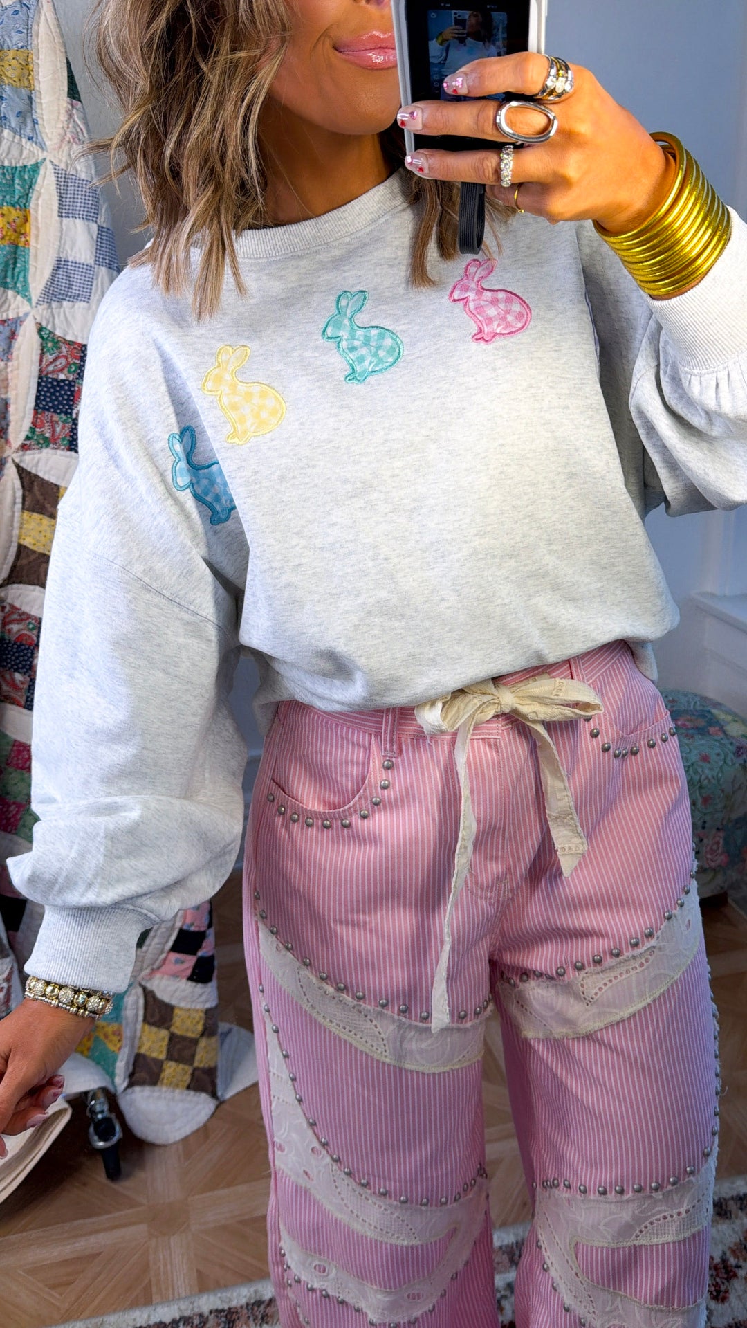 Bunny Trail Crewneck, Heather Grey