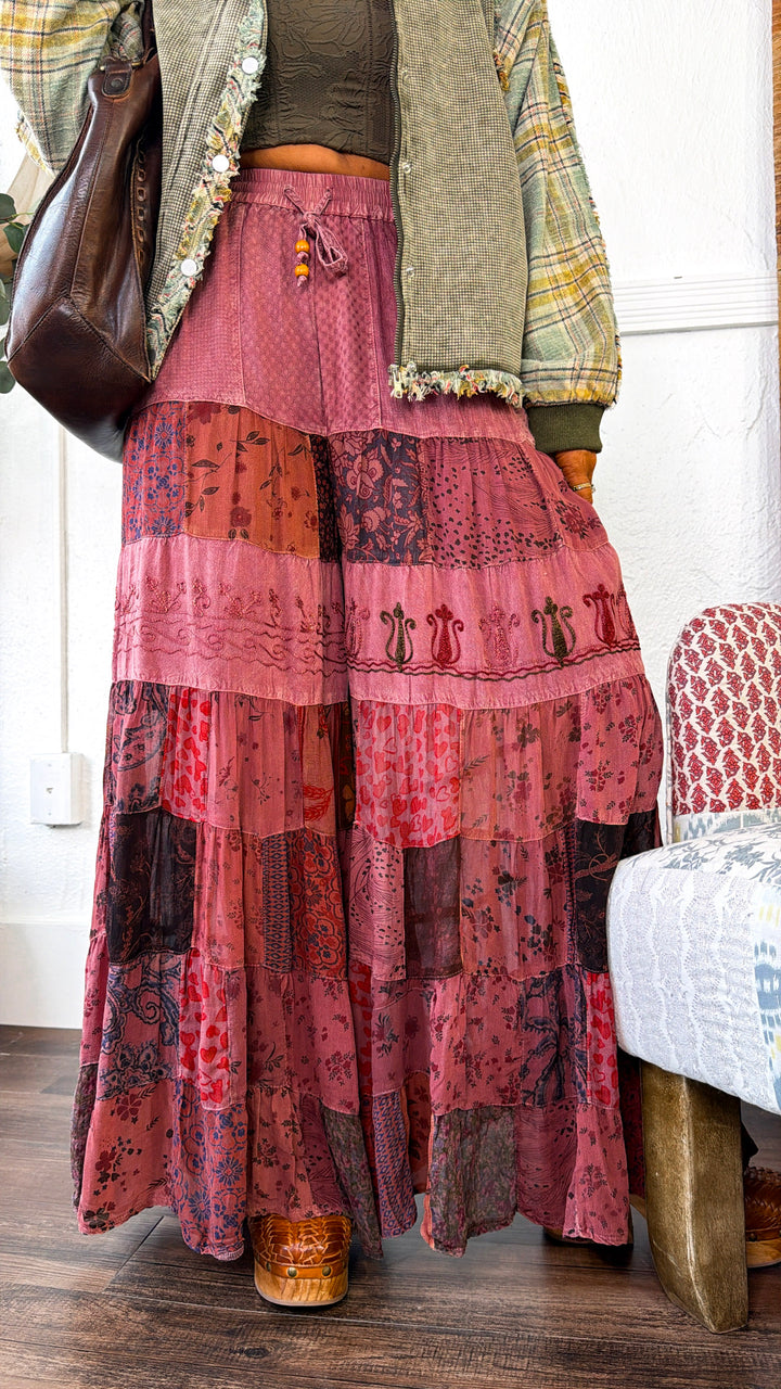 Artistic Work Patched Pants, Garnet Reg