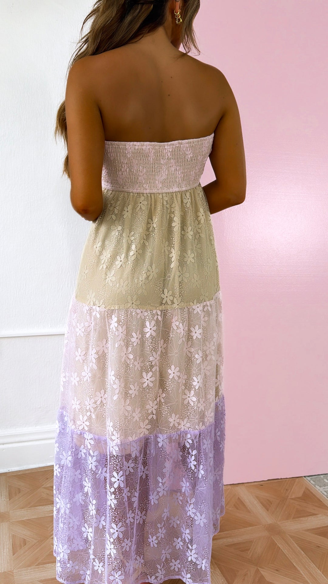 color block lace dress Summers Sunset Color Block Maxi Dress, Pink Multi Small