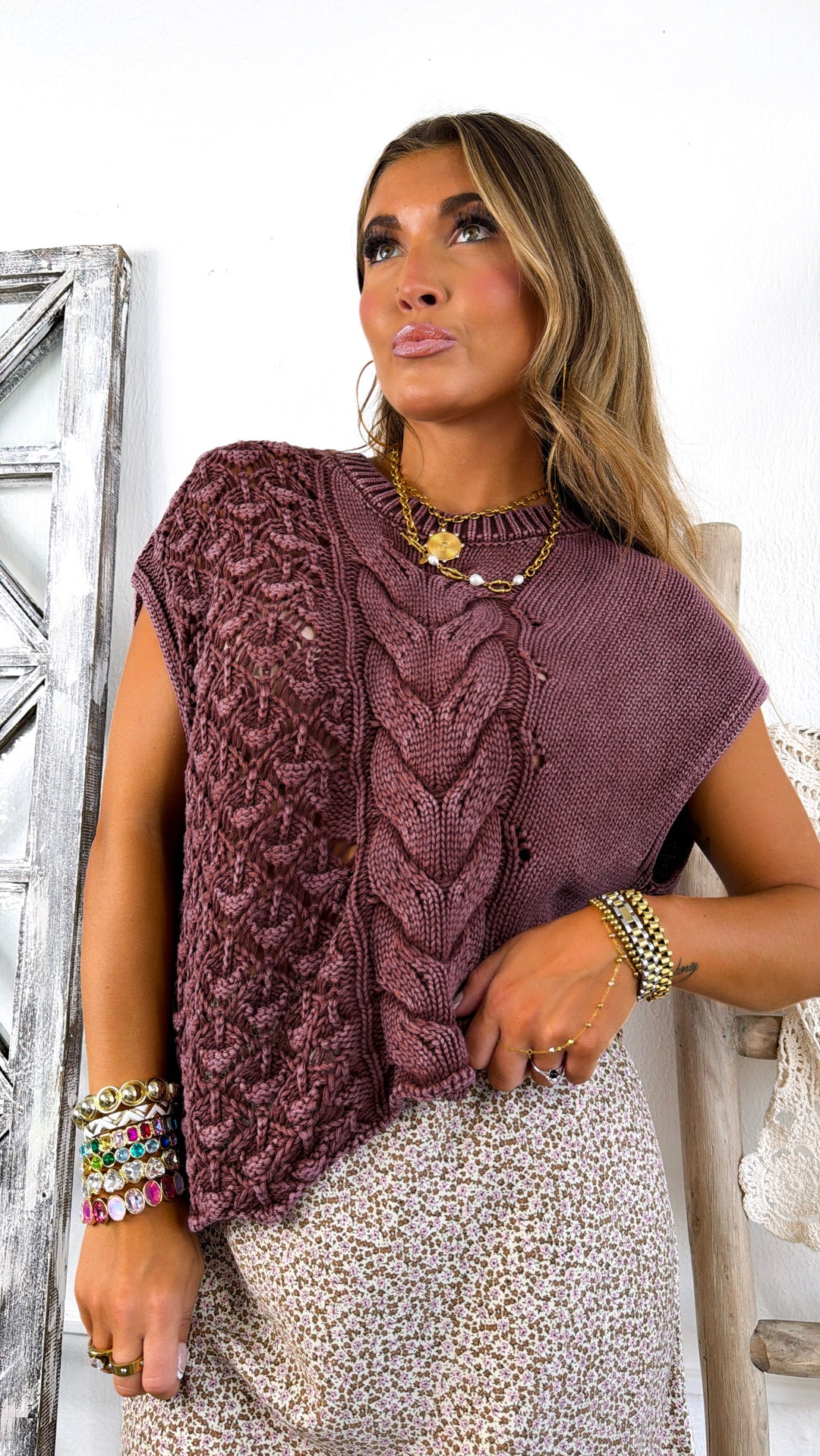 Wild Heart Sweater Tank, Dusty Plum