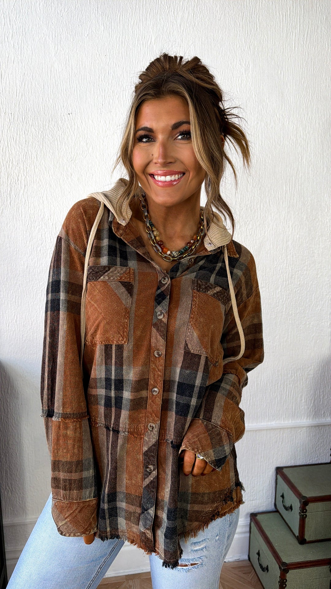 Valley Range Hooded Flannel, Washed Toffee