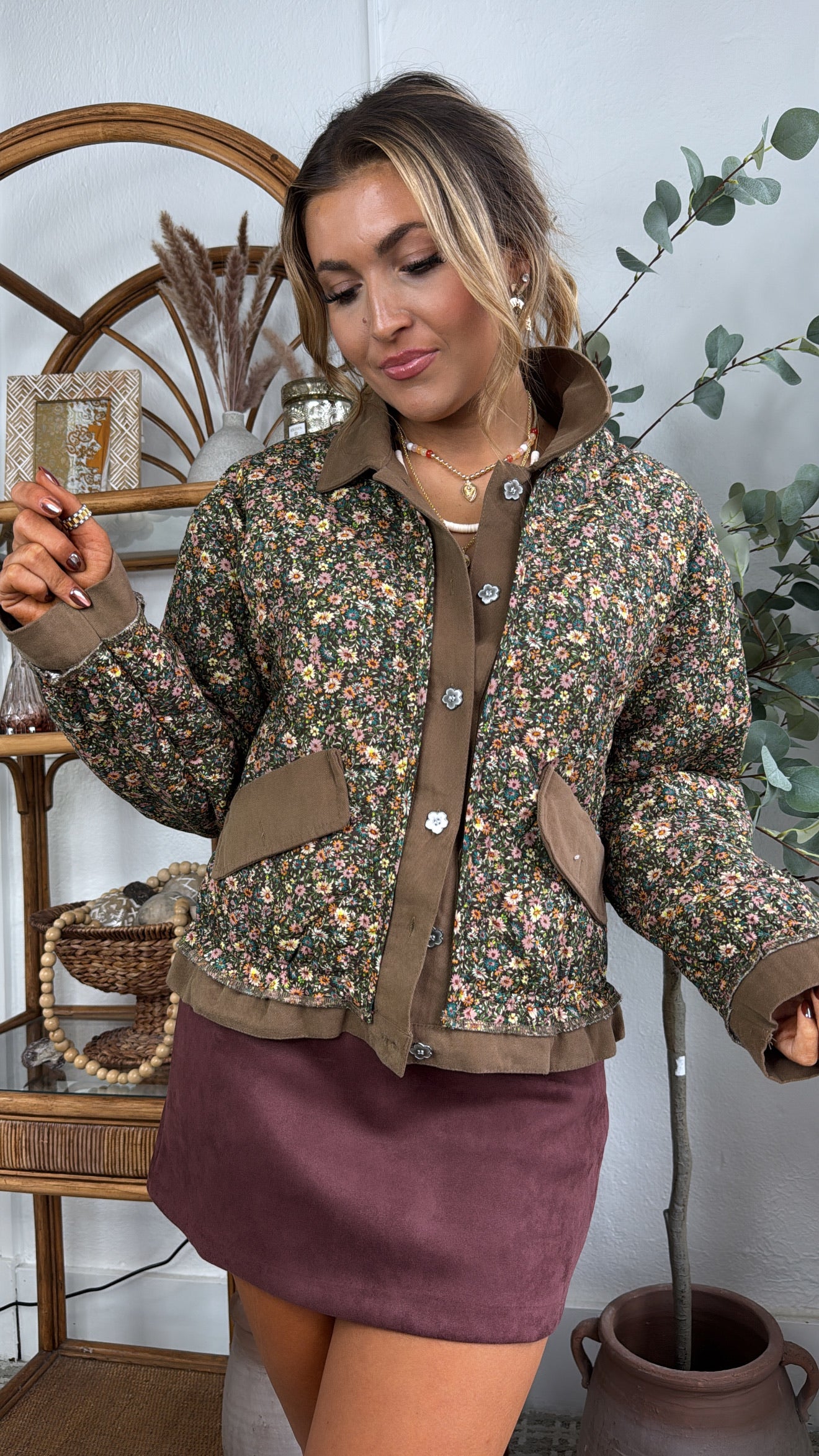 ジャケット・アウター 25AW Ameri SMOKE FLOWER SCARF JACKET Garden Of Us Jacket, Chocolate Floral – Everyday Chic Boutique