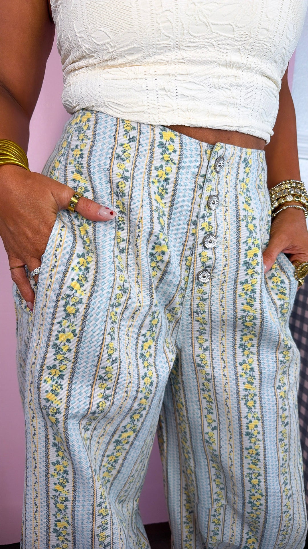 Pearl & Sky Jogger Pants, Lemon Multi