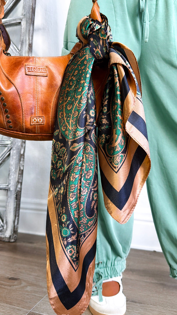 Multi Paisley Bandana, Green/Brown