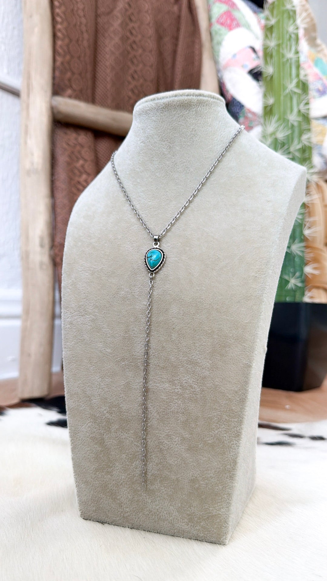 Handmade Drop Necklace, Turquoise