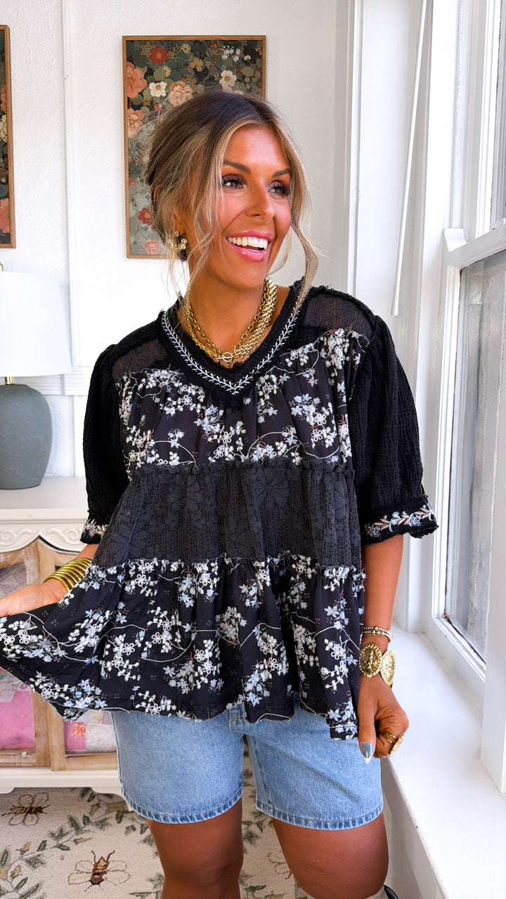 Winder Floral Blouse, Black