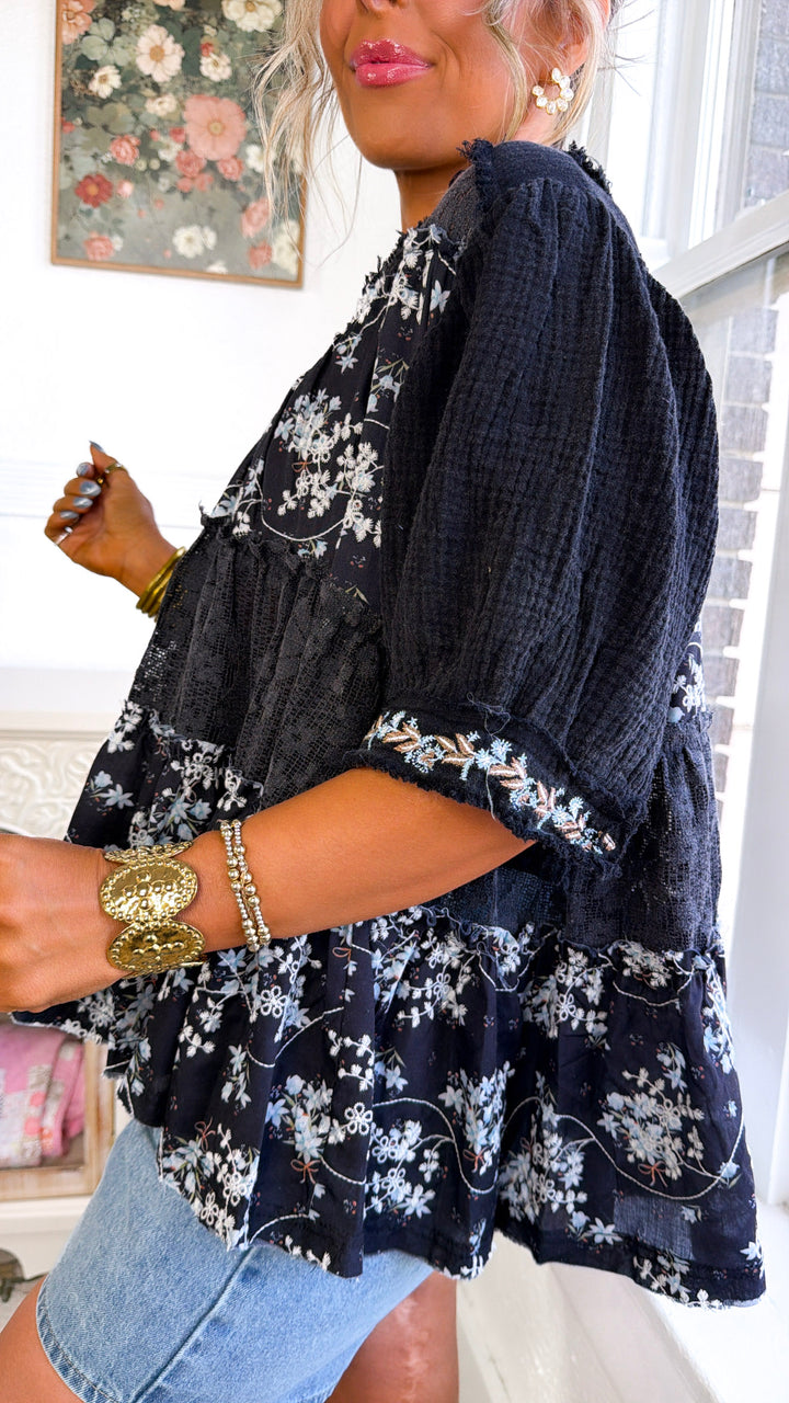 Winder Floral Blouse, Black