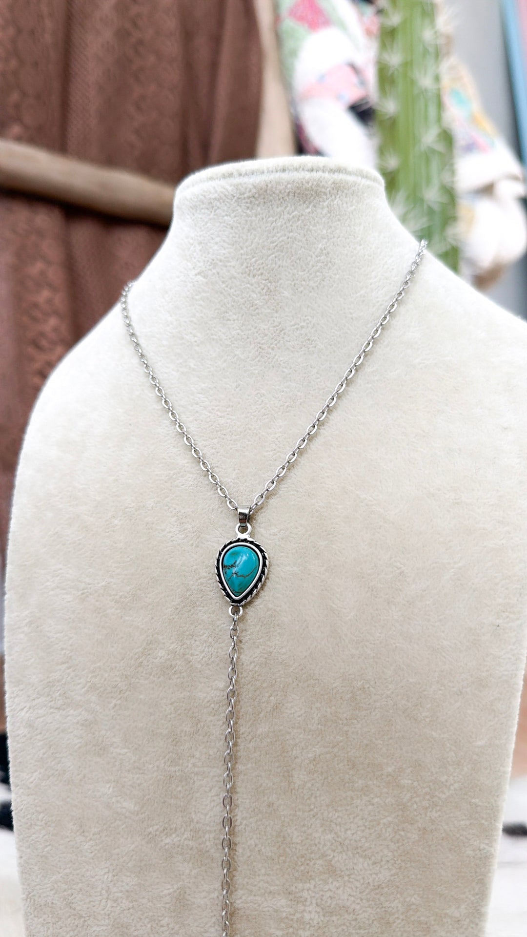 Handmade Drop Necklace, Turquoise