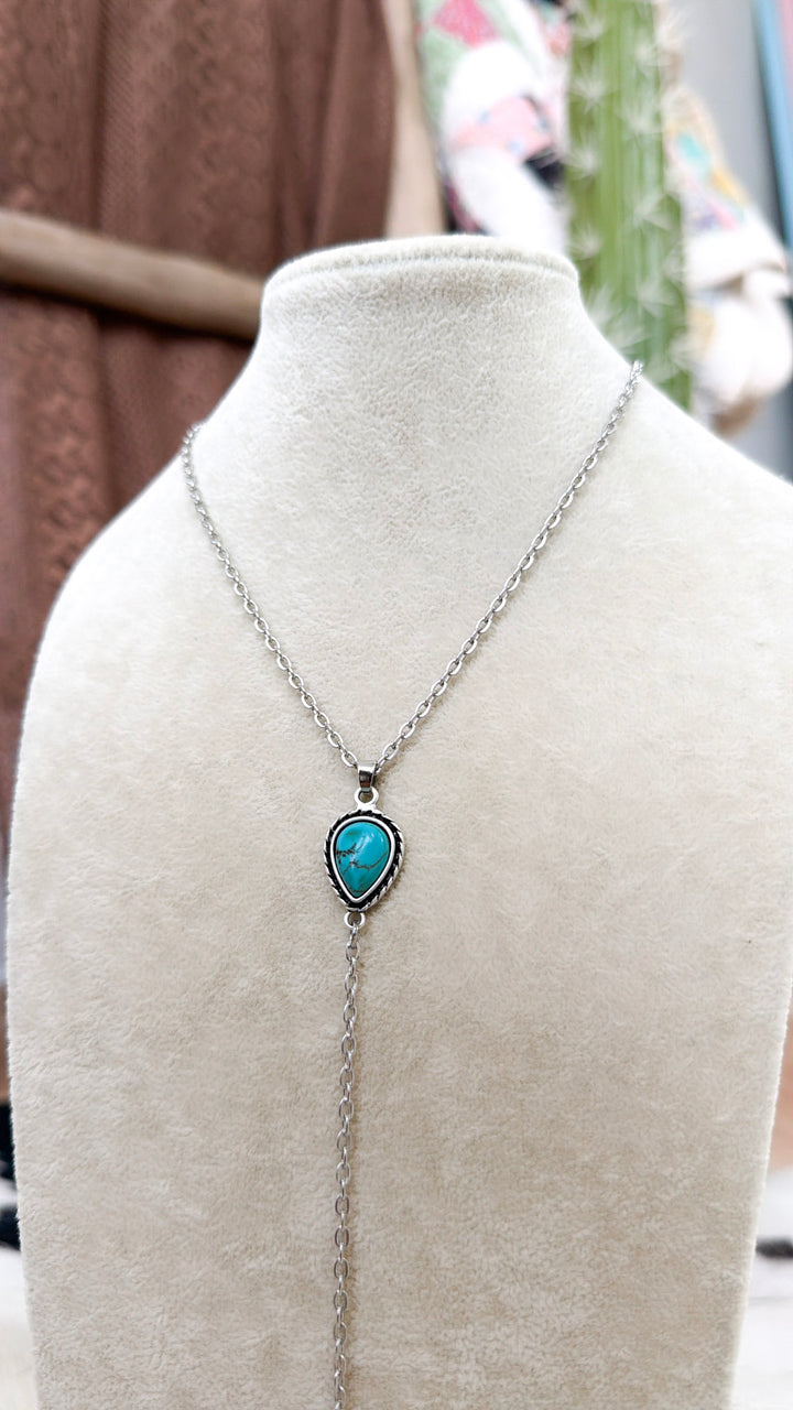 Handmade Drop Necklace, Turquoise
