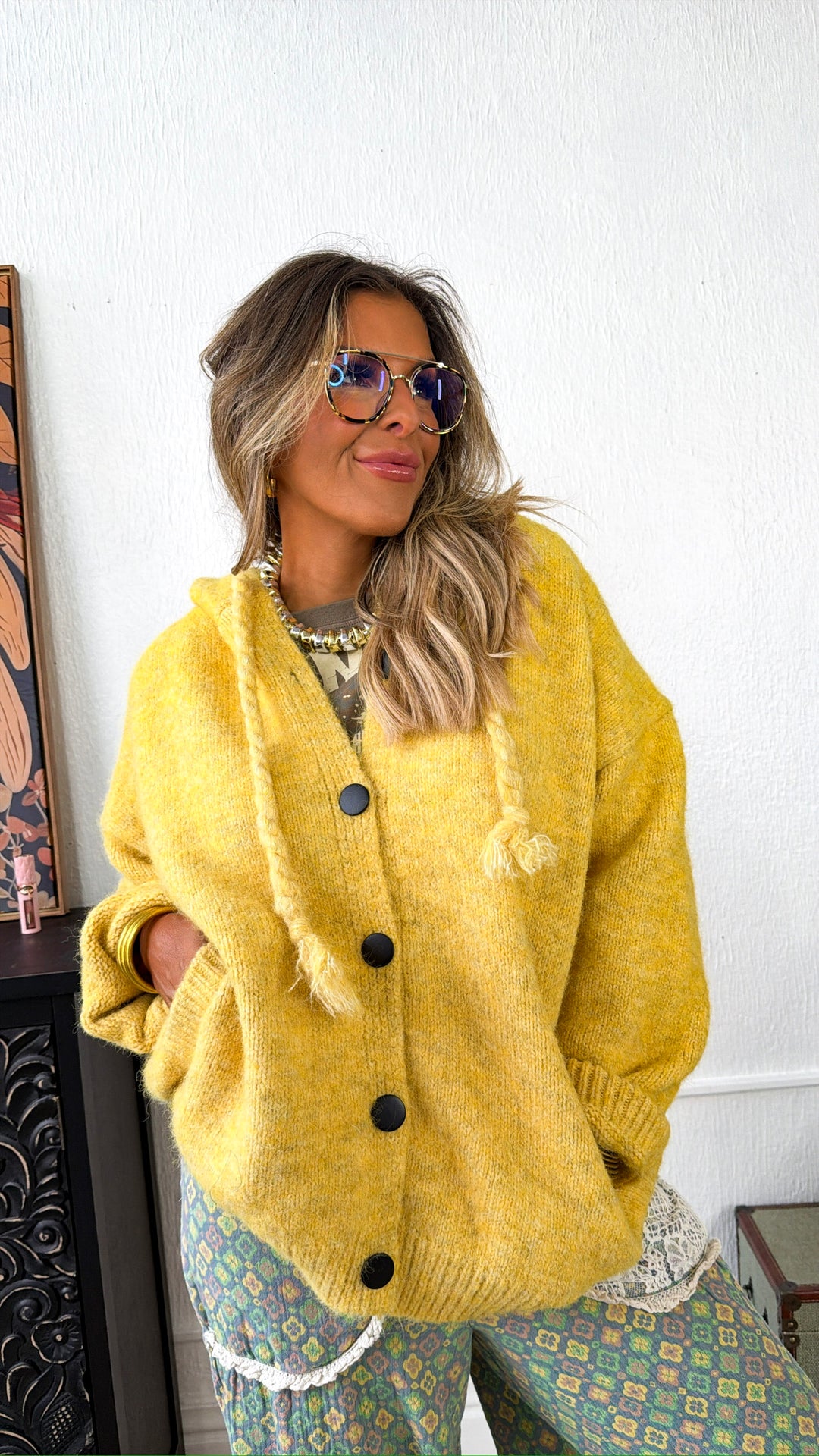 Oversized Chunky Cardigan, Honey