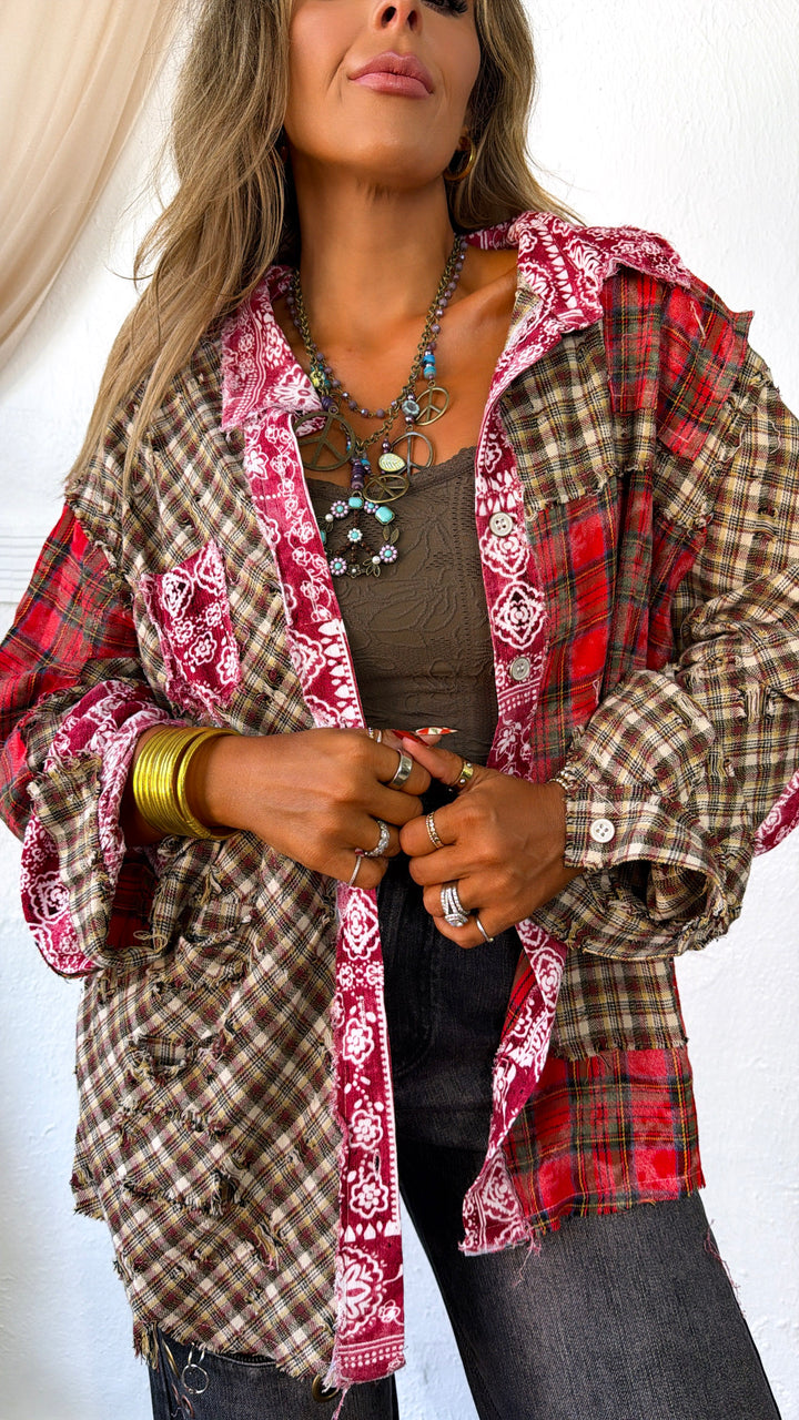 Augusta Plaid Button Up, Mulberry Multi