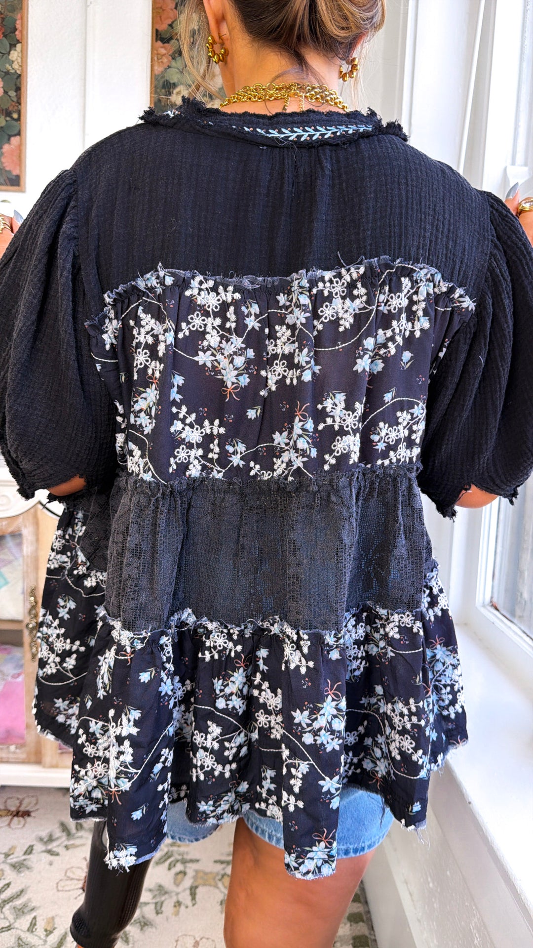 Winder Floral Blouse, Black