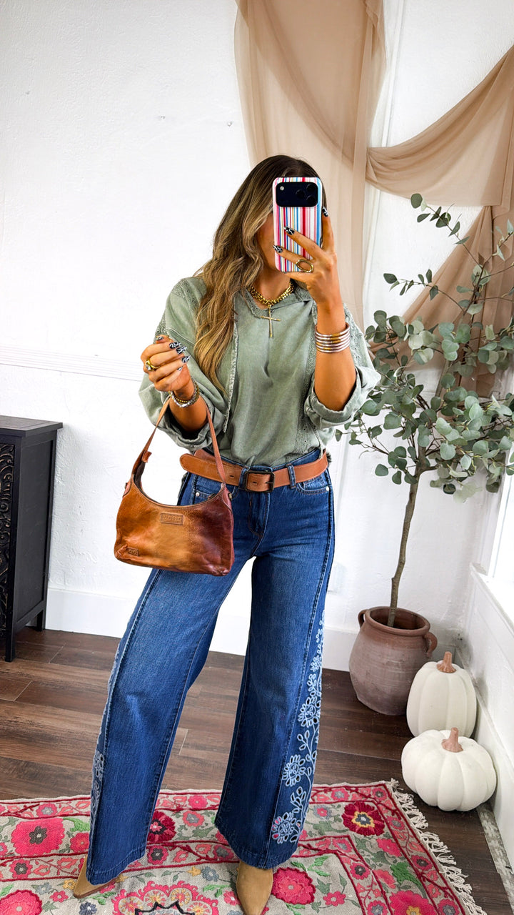 Charlie Hooded Trimmed Top, Olive
