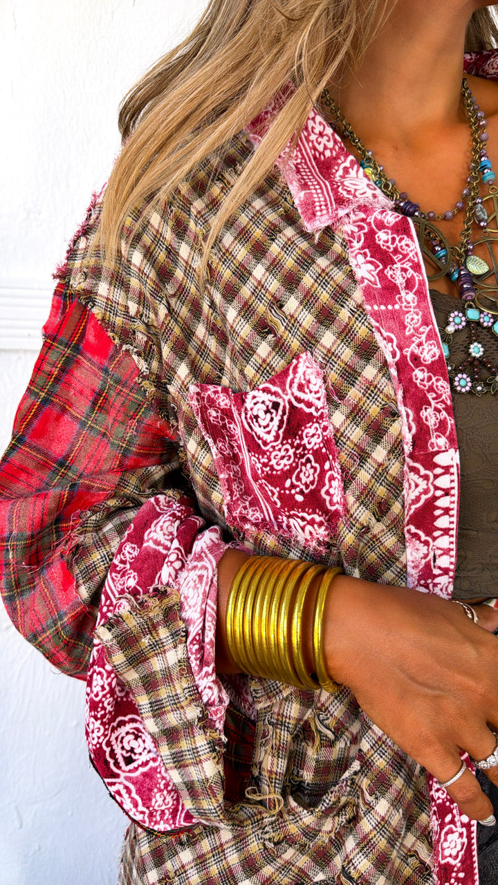 Augusta Plaid Button Up, Mulberry Multi