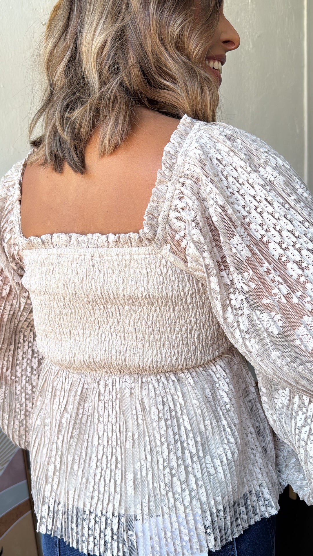 Sylvie Sweetheart Blouse, Taupe