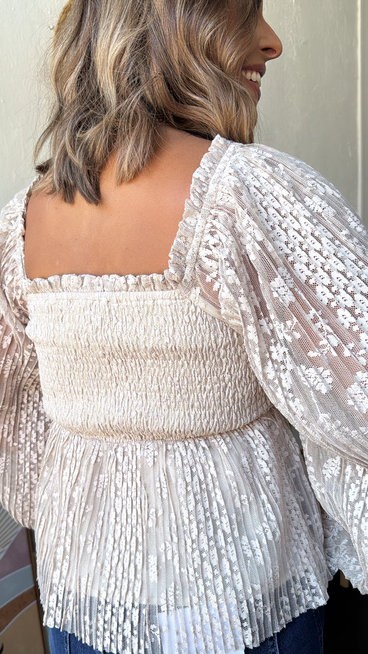 Sylvie Sweetheart Blouse, Taupe