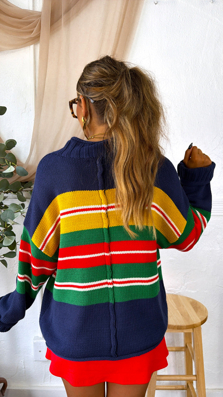 Golden State Sweater, Navy/Golden Stripe