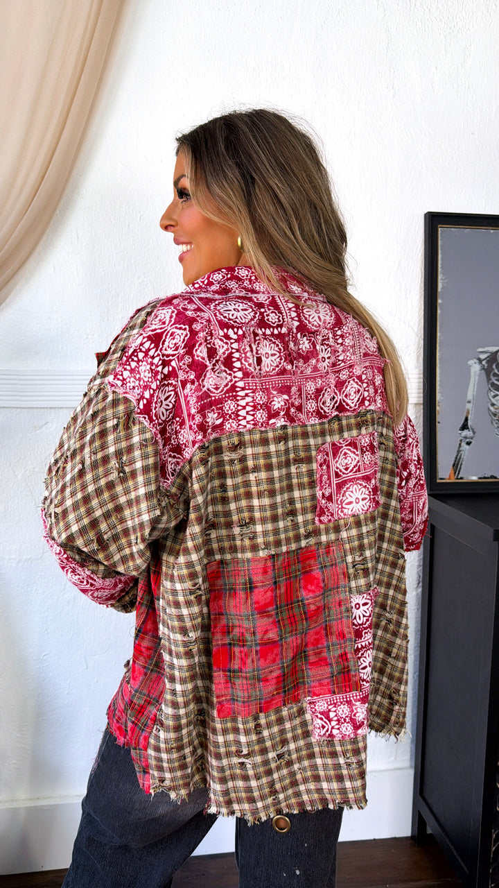 Augusta Plaid Button Up, Mulberry Multi