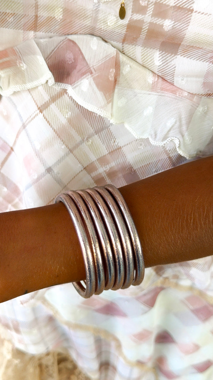 BuDhaGirl: Champagne All Weather Bangle (Set of 6)- Serenity Prayer