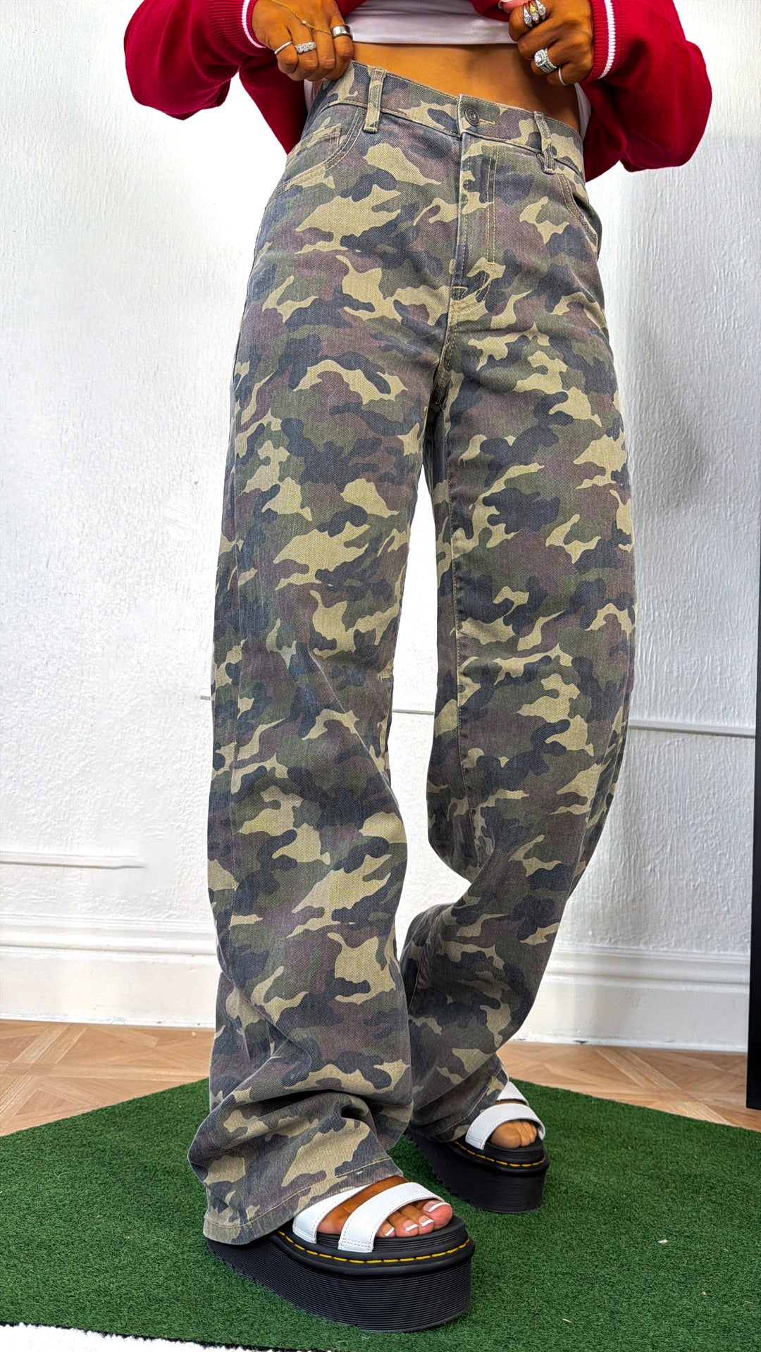 HIDDEN: Rebel Terrain Wide Leg Camo Jeans