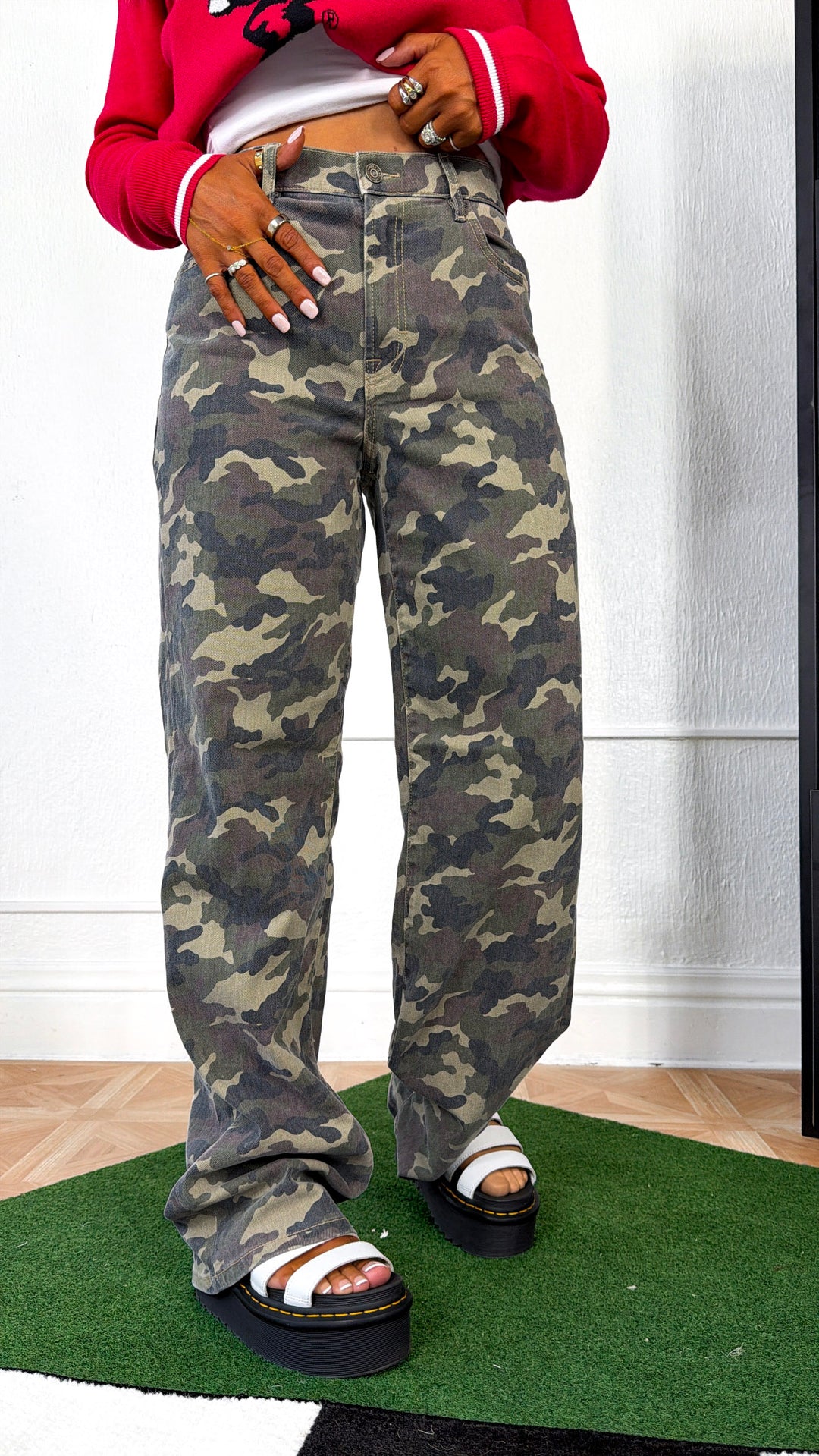 HIDDEN: Rebel Terrain Wide Leg Camo Jeans
