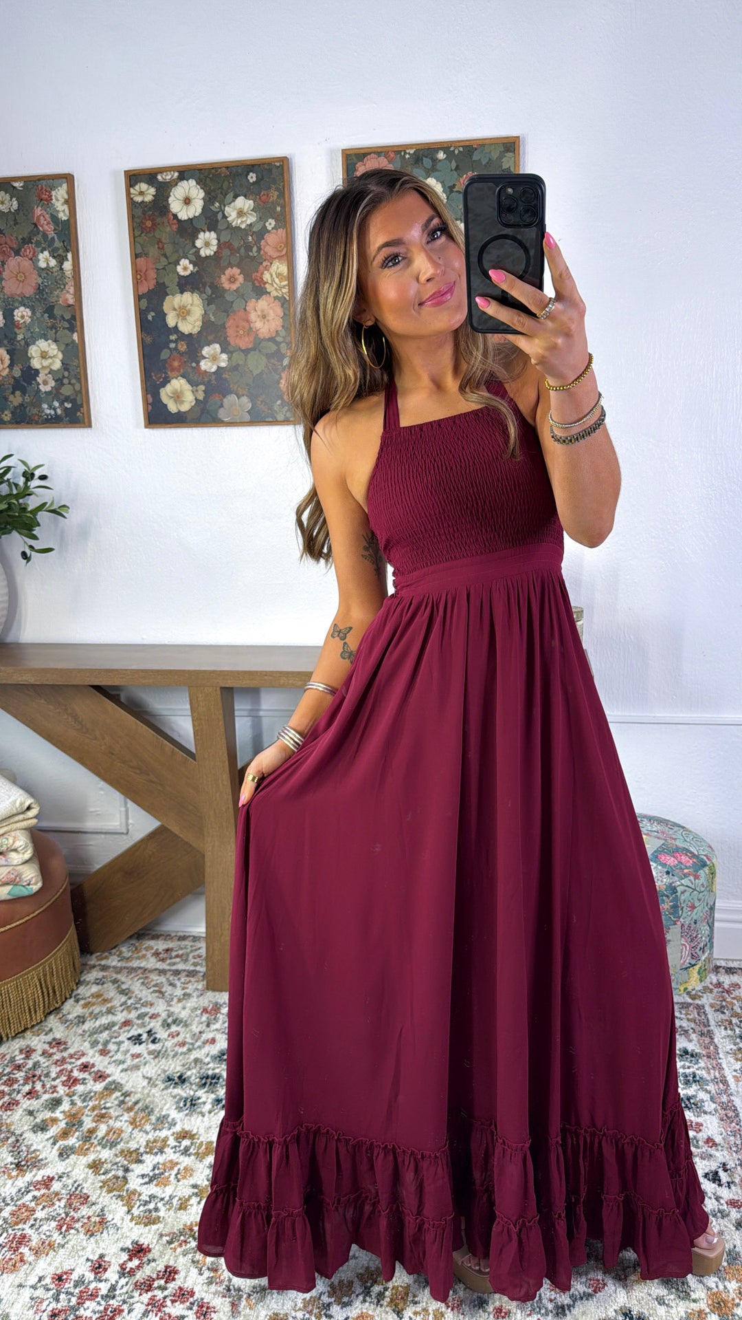 ECB Exclusive: Between the Lines Maxi Dress, Burgundy Everyday Chic Boutique ECB Exclusive: Between the Lines Maxi Dress, Burgundy Everyday Chic Boutique