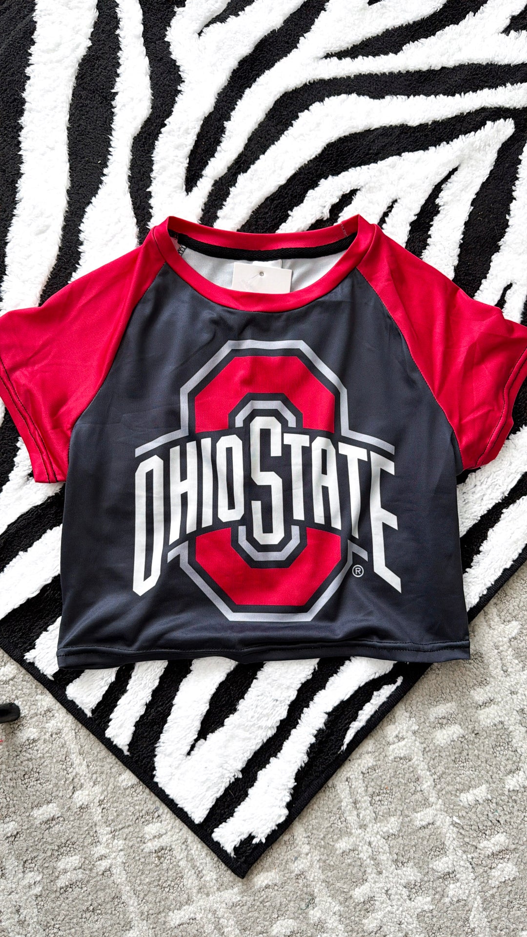 Ohio Crop Baby Tee, Black/Red