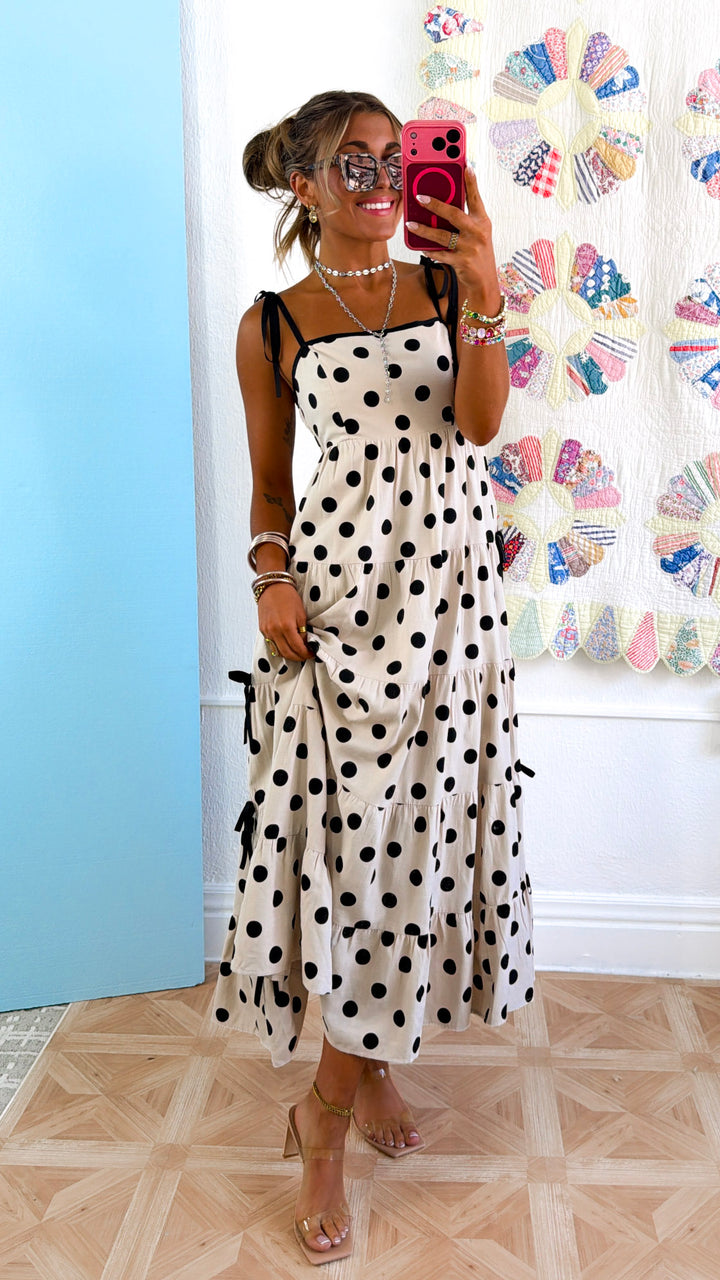 Summer Vows Midi Dress, Ecru/Black