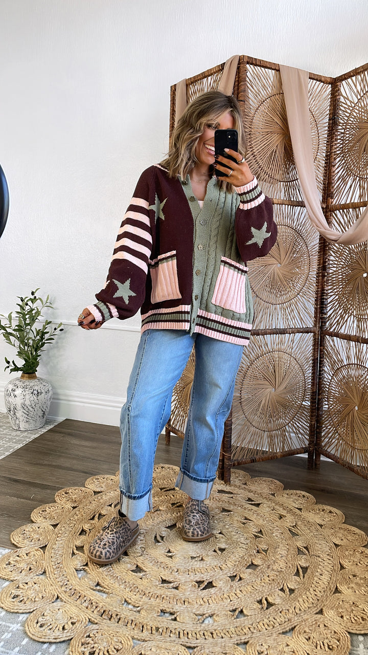 Willow Haven Knit Cardigan, Choco Multi