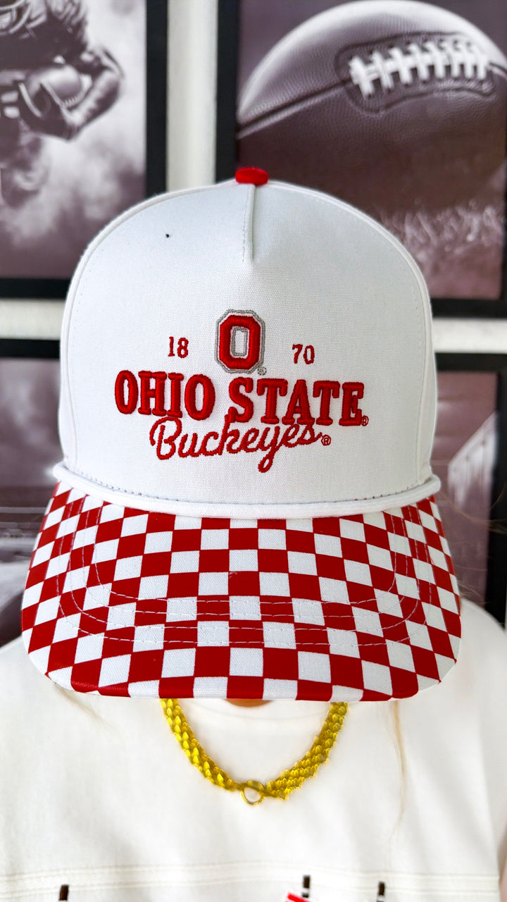 Victory Check Hat, White/True Red