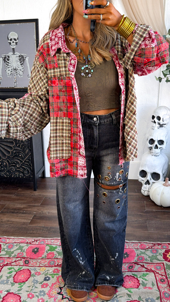 Augusta Plaid Button Up, Mulberry Multi