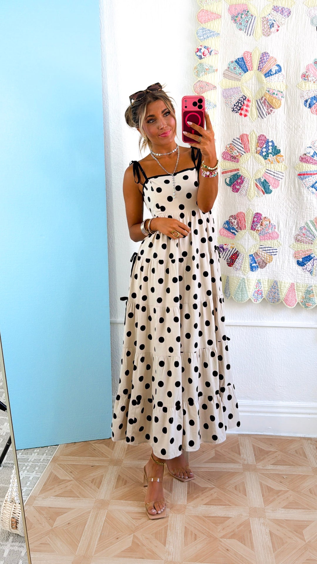 Summer Vows Midi Dress, Ecru/Black