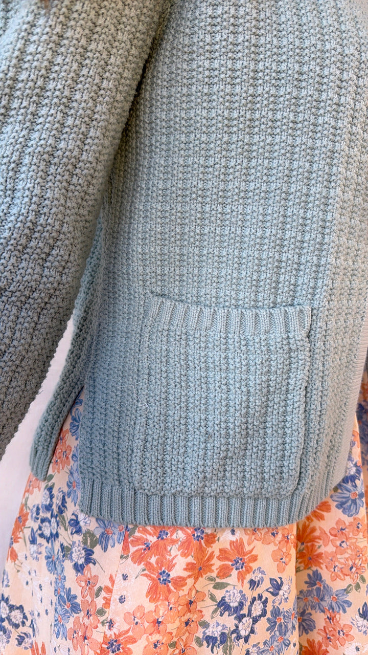Hensley Chunky Knit Cardigan, Seafoam