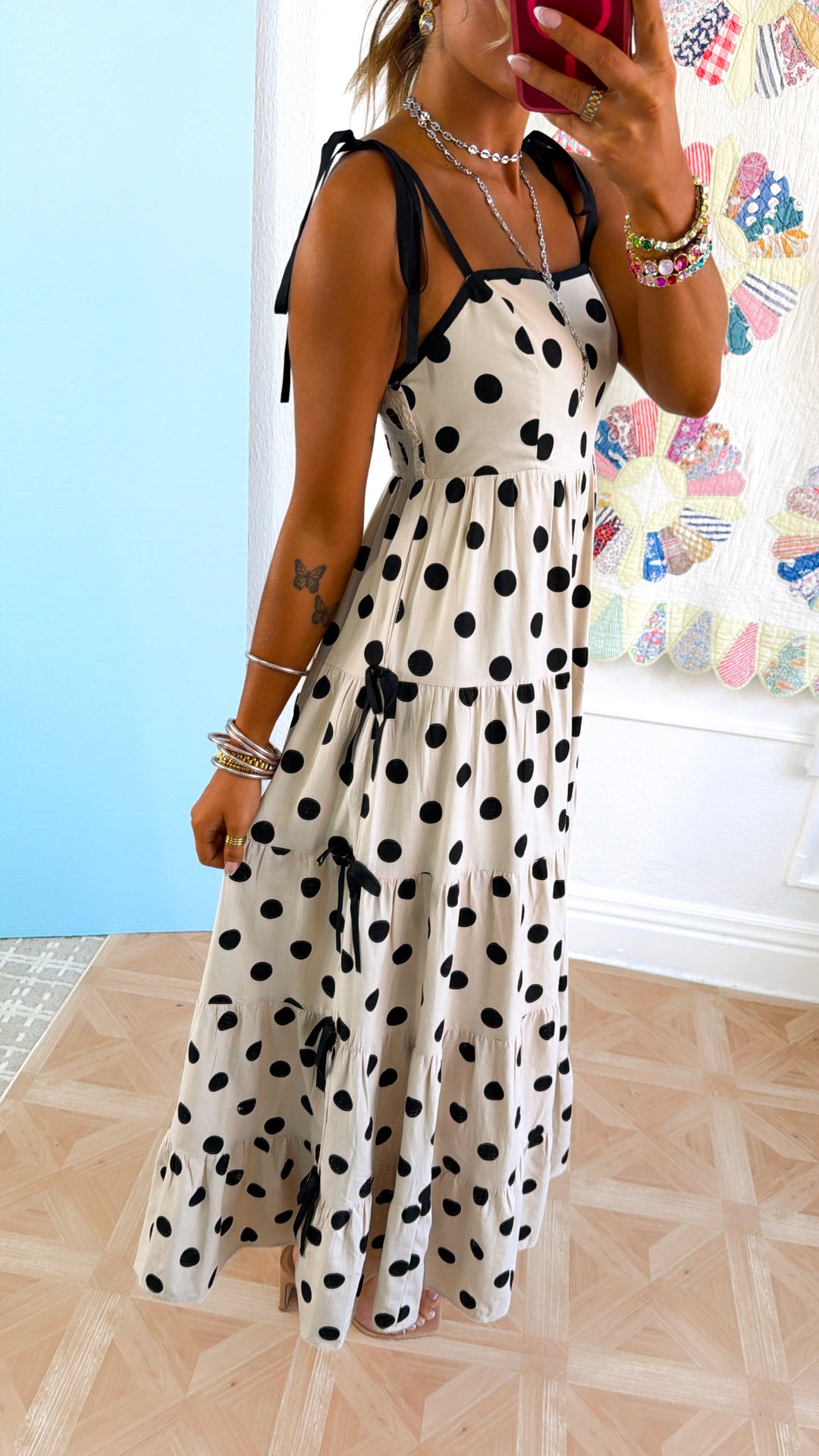 Summer Vows Midi Dress, Ecru/Black