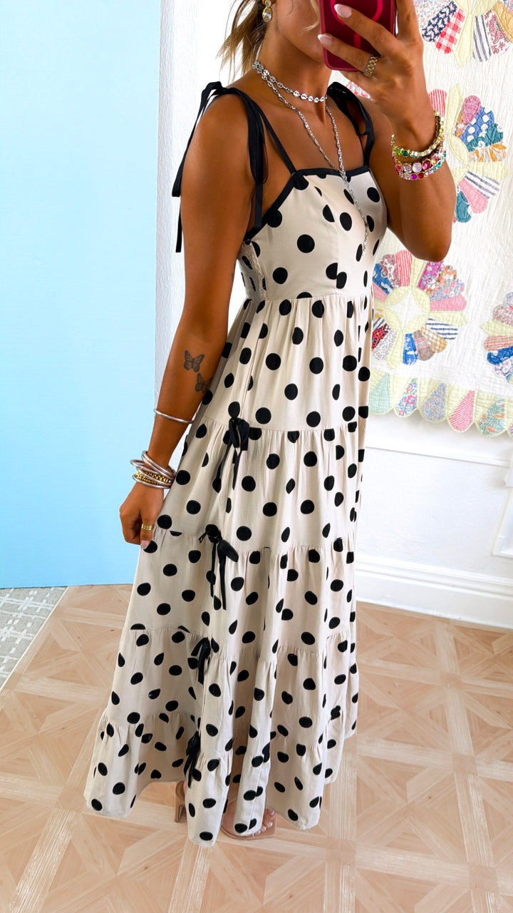 Summer Vows Midi Dress, Ecru/Black