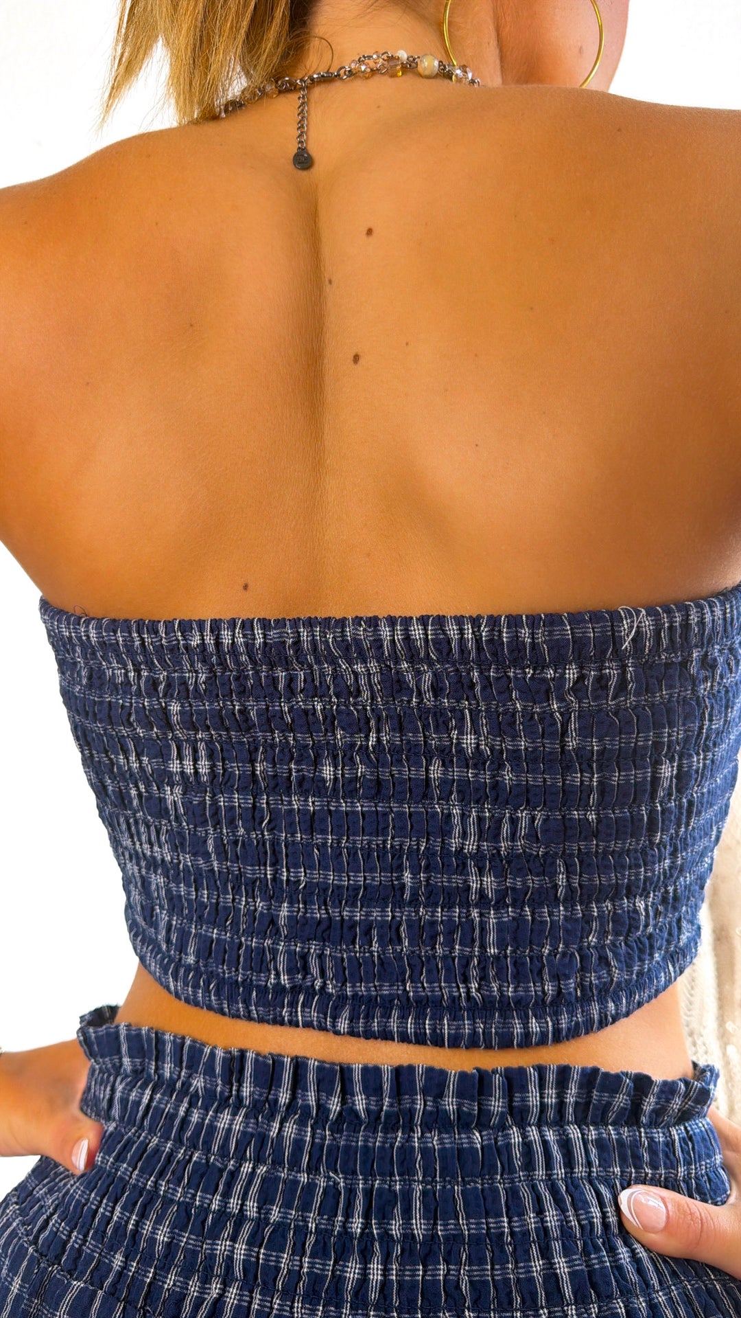 Vivenne Strapless Two Piece Set, Navy/ White