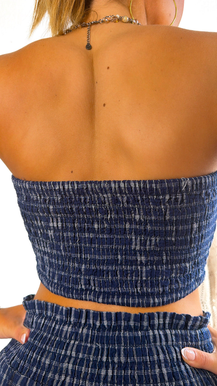 Vivenne Strapless Two Piece Set, Navy/ White