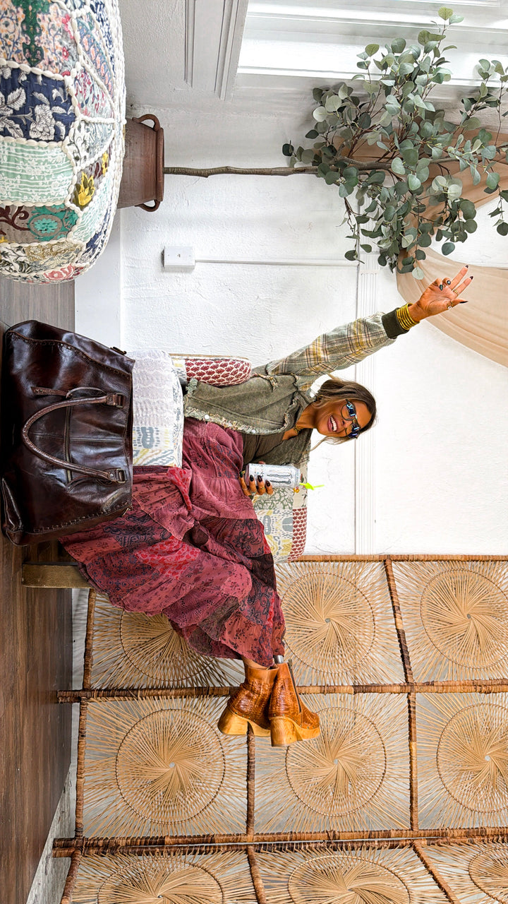 Artistic Work Patched Pants, Garnet Reg